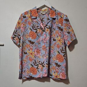 Donkenny Floral Shirt - Blue and Orange Vintage